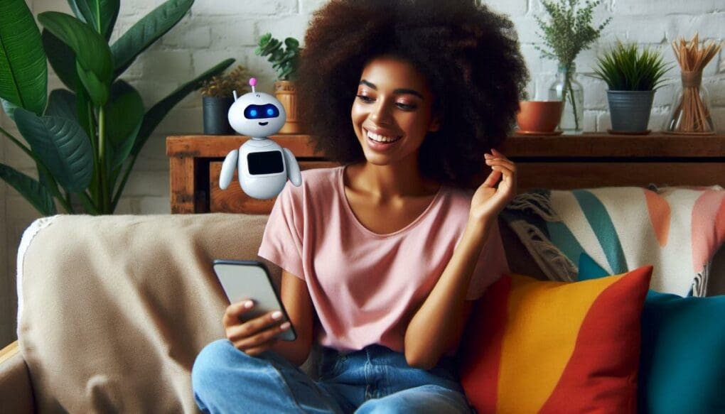 Jovem conversando com o chatbot