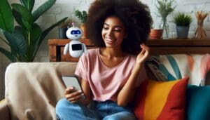 Jovem conversando com o chatbot